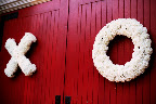 X & O wreathes decorated the church doors.