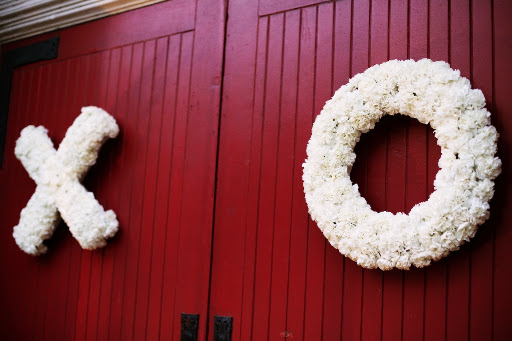 X & O wreathes decorated the church doors.