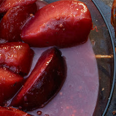 Peach Melba with Burnt Caramel Sauce