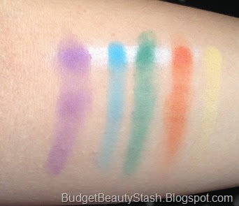 Art in the Streets swatched on arm over NYX Jumbo Pencil in Milk, Two Faced Shadow Insurance primer, and bare arm