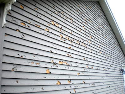 Hail damage at a home west of Pella caused by a storm on April 6, 2010