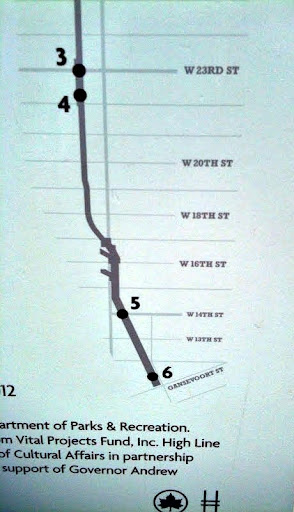 A map of the lower end of the High Line.