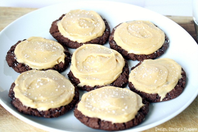 chocolate cookies with salted peanut butter frosting