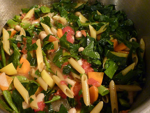 And all the rest of the pasta ingredients go right into the pressure cooker.