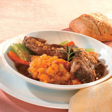 Red Wine Braised Short Ribs with Smashed Fall Vegetables