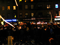 Celebration in the streets after Giants win the SuperBowl.