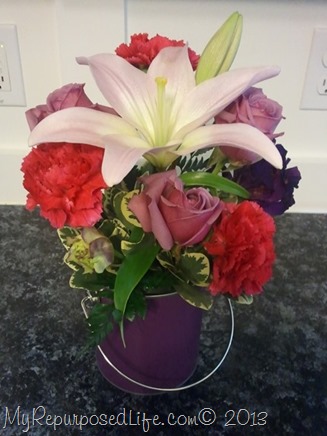 valentine flowers in a paint can valentine flowers paint can