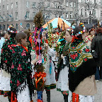 Women in traditional Krakovian costumes in Market Square, Krakow.JPG