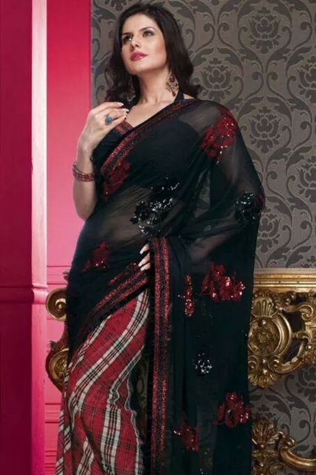 Zareen khan in black saree - Bollywood New Star