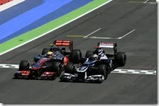 Il duello tra Hamilton e Maldonado nel gran premio d'Europa 2012