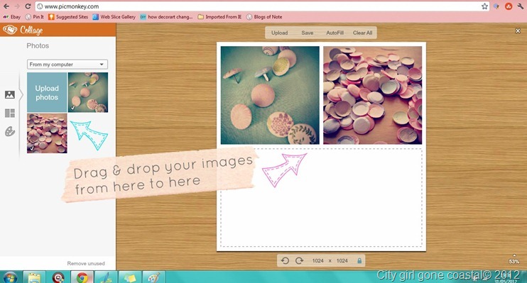 placing images in blog button collage