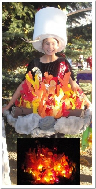 Disfraz de fogata para asar malvaviscos