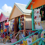 Colorful Beach Bungalows Converted To Souvenir Shops At Long Bay - St. George's, Antigua