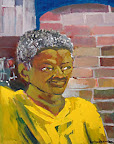 Portrait de Toussaint dans le café, acrylique sur toile, 24 X 16 po., 2003