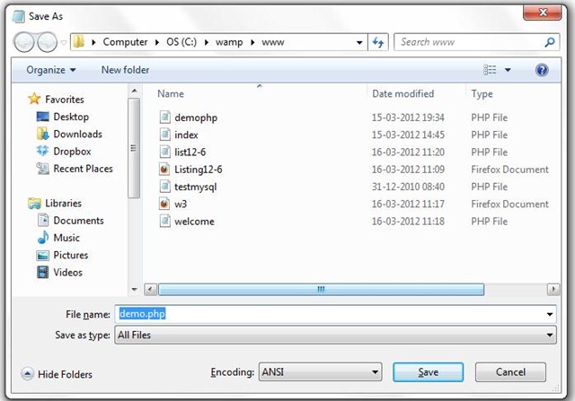 Save PHP files on your PC