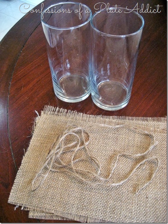 Burlap wrapped vase tutorial