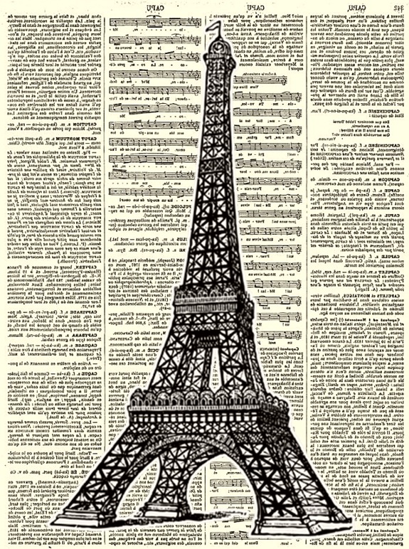 CONFESSIONS OF A PLATE ADDICT Vintage Eiffel Tower Dictionary Graphic reversed