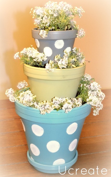 Mini Polka Dot Stacked Pots u-createcrafts.com