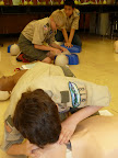 CPR practice in First Aid Merit Badge