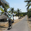 Gill cycling the busy streets of Nemberala