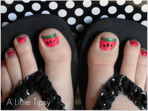 Watermelon Toenails pedicure