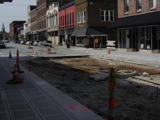 The anticipated date of completion of the construction on the square is September 15th. (photo credit: Sam Senovich)