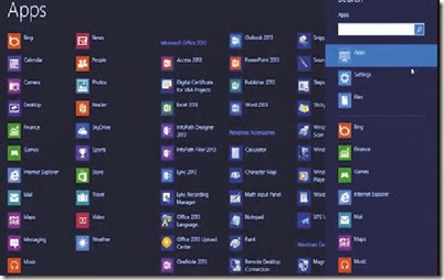 Searching for App using Search Charm Search Charm Apps Search