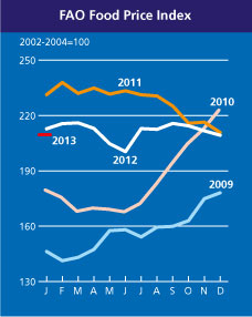 FAO Food Price Index, 7 February 2013. Graphic: FAO