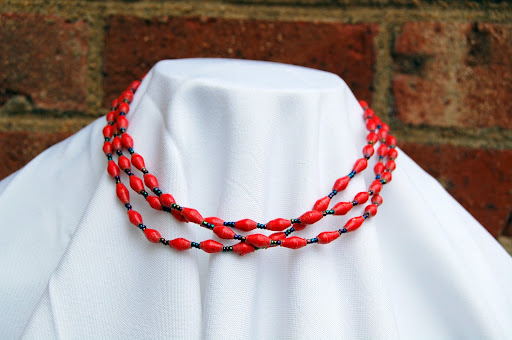 Long Paper Bead Necklace