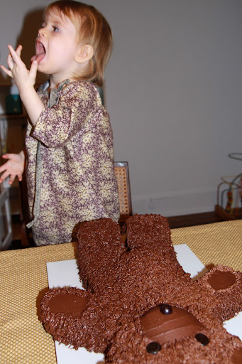 The birthday girl takes a lick