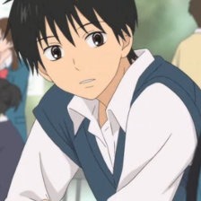 Kazehaya Shota, the male in this series' couple, at his desk and looking to the side curiously