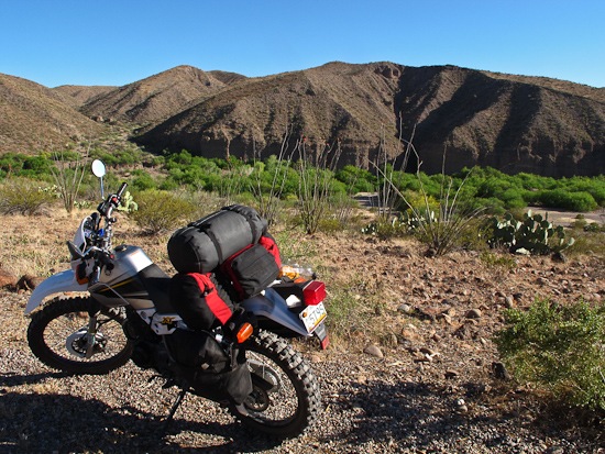 Packed XT225 at Gila Box RNCA Riverview Campground