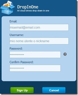 DropInOne creare account DropInOne creare account