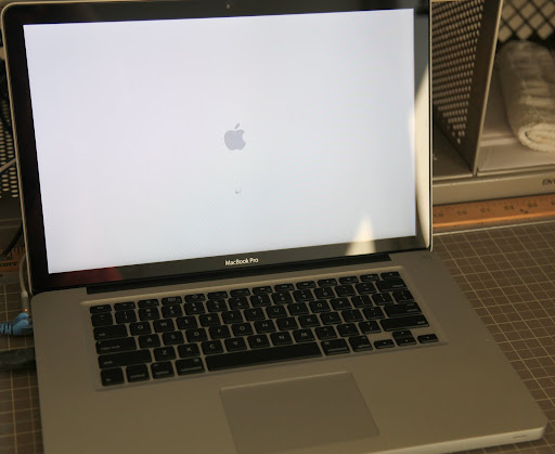 There's that funny-looking apple again.  Oh, right - now I remember!  It's the company logo of APPLE computers!