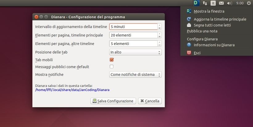 Dianara in Ubuntu