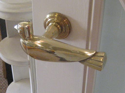 I love this fantastic bird doorknob on Bunny's office door.