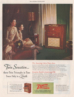 c0 full Zenith console radio ad from the Saturday Evening Post