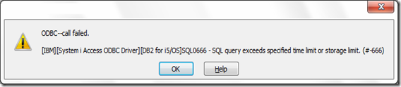 SQL query exceeds specified time limit or storage limit