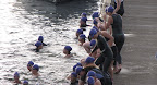 I am in the middle with the large white goggles.</p>
<p>The water was about 69 degrees so it was actually nicer in the water than outside waiting to get in the water.
