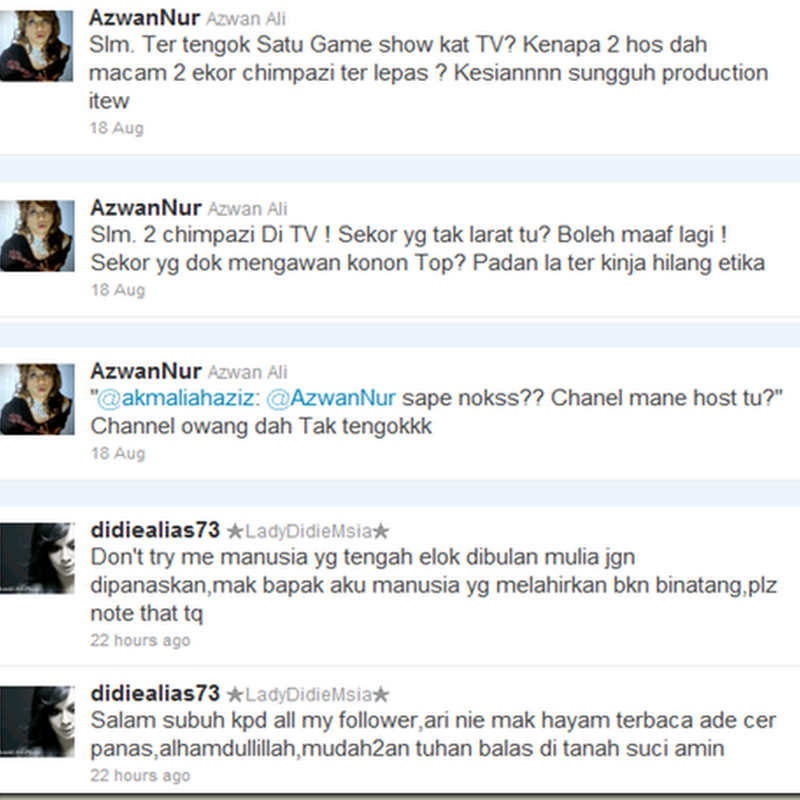 azwan ali dan didie alias bergaduh di twitter