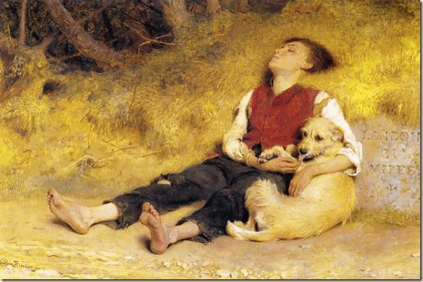 Briton Rivière, Petit garçon endormi et son chien Briton Rivière, Petit garçon endormi et son chien