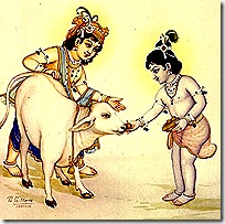 Krishna and Balarama with cow