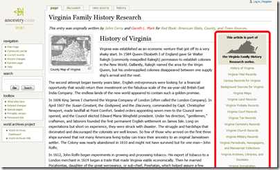 On the Ancestry.com Wiki, state pages have a right sidebar with a list of record types