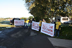 CALNI protest at Portmore Equestrian Centre due to Portmore Equestrian Centre taking money from Rose Energy, a company which Moy Park owns a 66% stake in and is planning to build an incinerator at Glenavy, Lisburn on the shores of Lough Neagh, the main source of drinking water for Belfast and Northern Ireland.