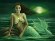Green Mermaid In Moonlight