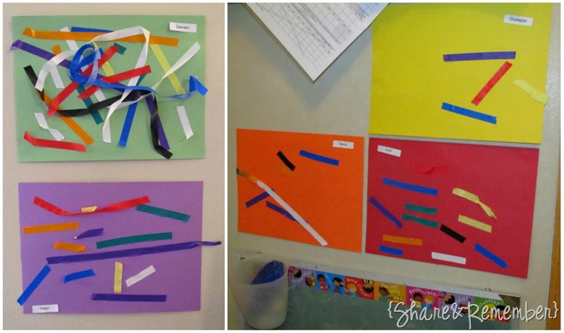 making tape collages in preschool