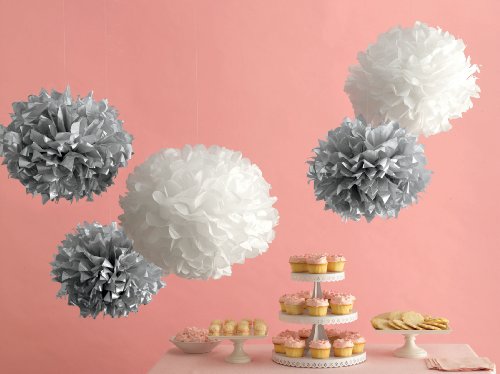 Here are the pom poms in silver mixed with white versions. (shop.marthastewart.com) Here are the pom poms in silver mixed with white versions. (shop.marthastewart.com)