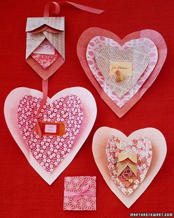 Paper Heart Wrappings: Kids can use our heart template to create gift-pocket valentines, cards, and decorations out of construction or origami paper. Get the How-To: http://www.marthastewart.com/264089/paper-heart-wrappings