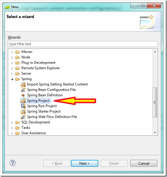 STS Project Setup 1: Select a wizard STS Project Setup 1: Select a wizard