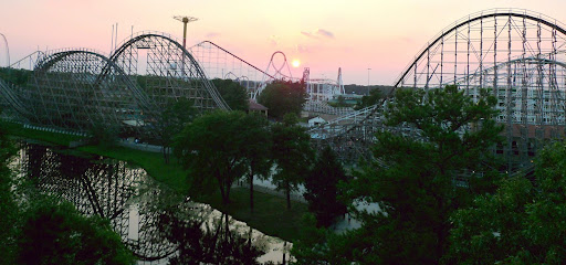 The wooden El Toro Coaster at sunset.  Emma's favorite ride EVER.